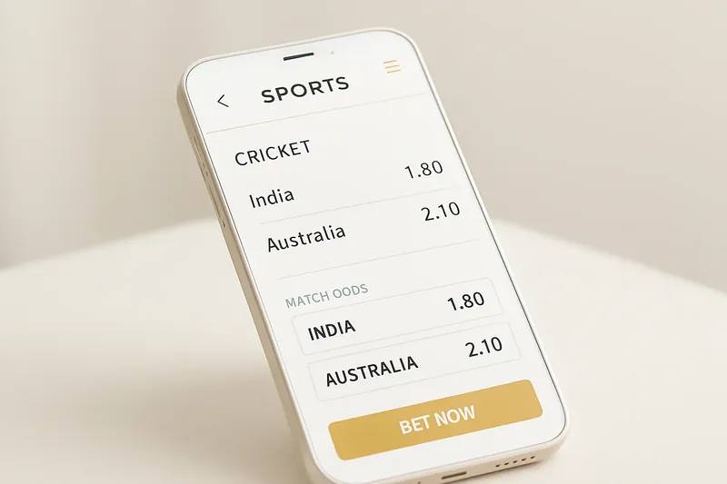 Phone screen showing cricket match odds in a modern betting interface